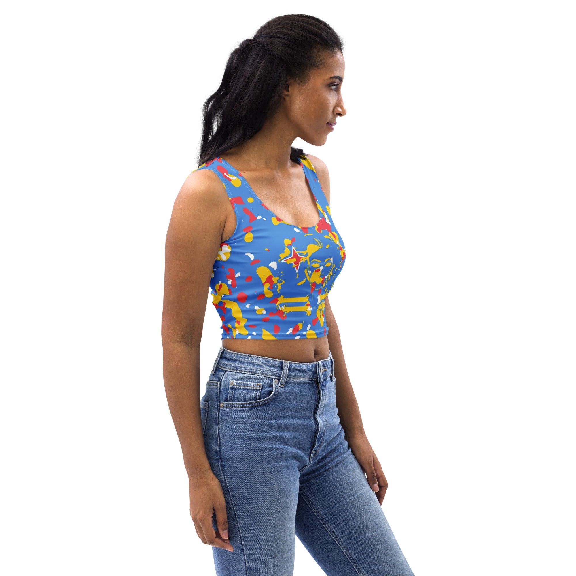 Aruba Flag Camo Crop Top - Conscious Apparel Store