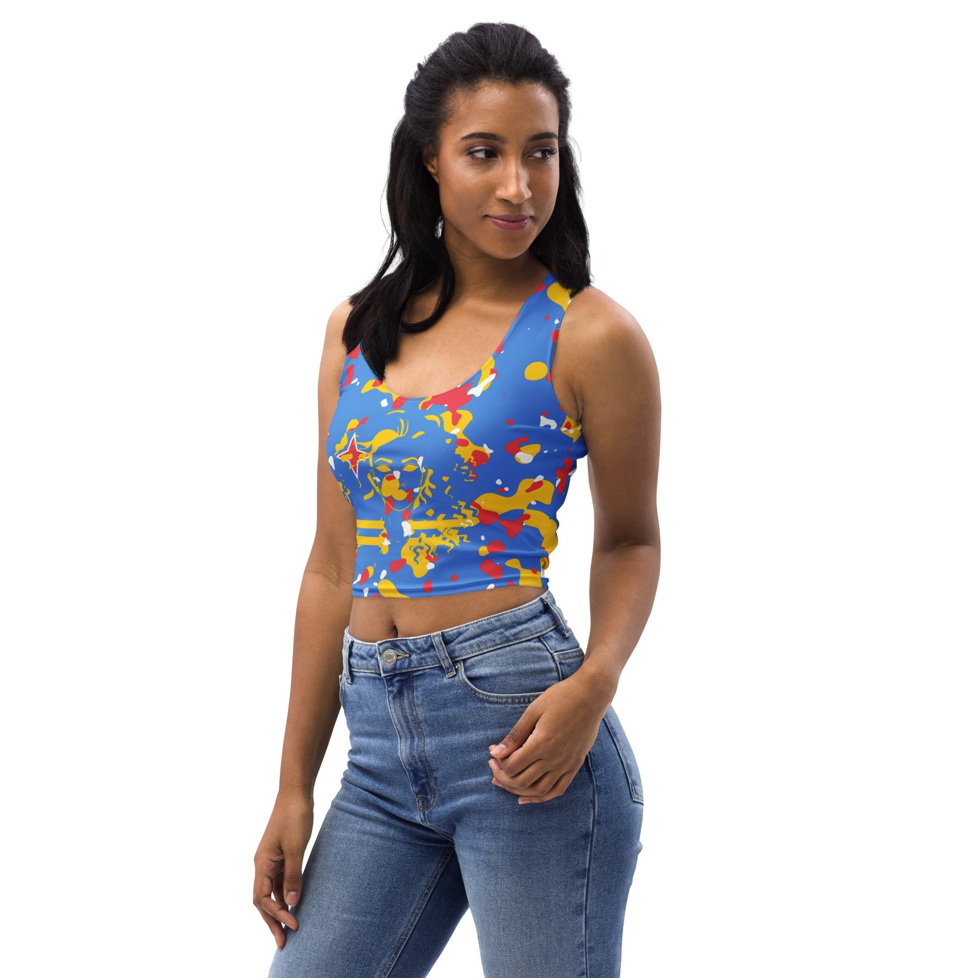 Aruba Flag Camo Crop Top - Conscious Apparel Store