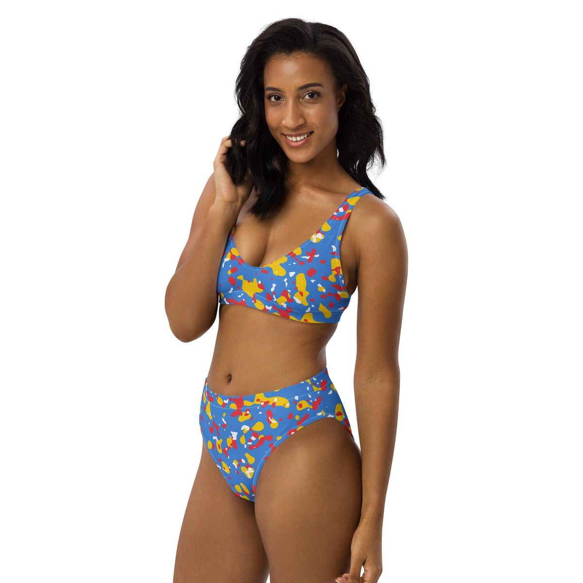 Aruba Flag Camo high-waisted bikini - Conscious Apparel Store