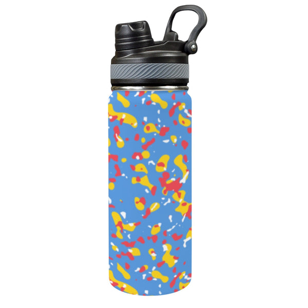 Aruba Flag Camo Insulated Water Bottle with Dual - Use Lid (18oz) - Conscious Apparel Store