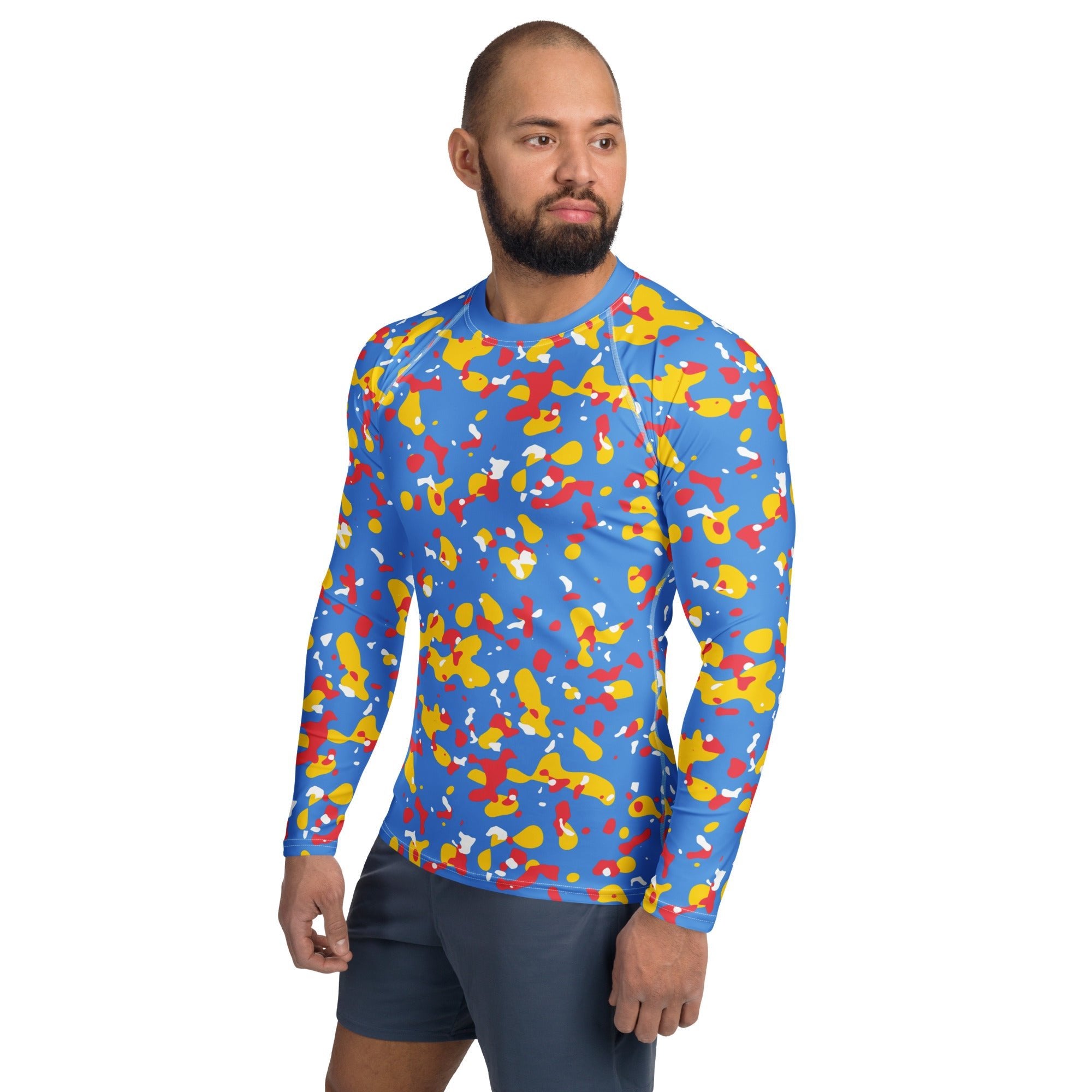 Aruba Flag Camo Men's Rash Guard - Conscious Apparel Store