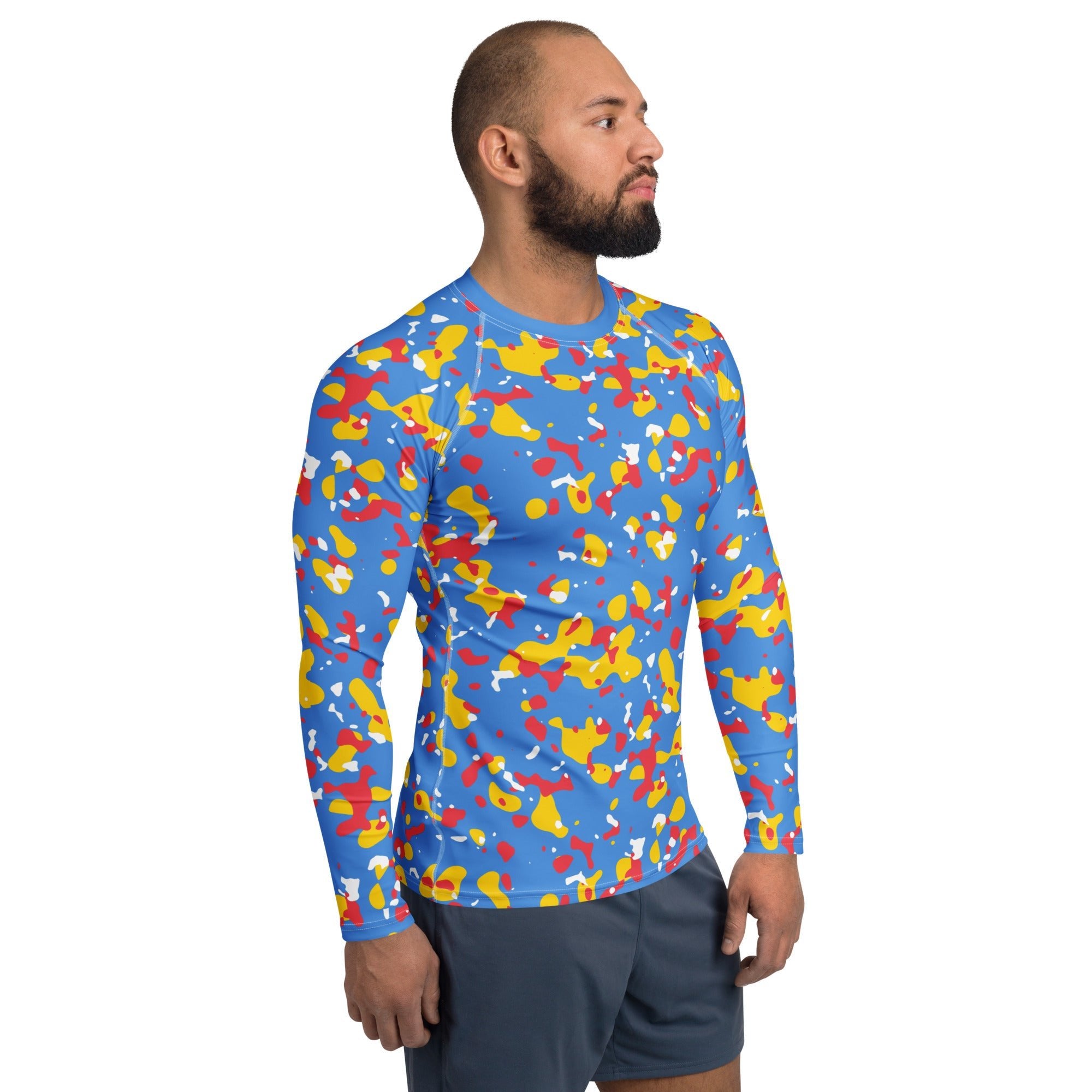 Aruba Flag Camo Men's Rash Guard - Conscious Apparel Store