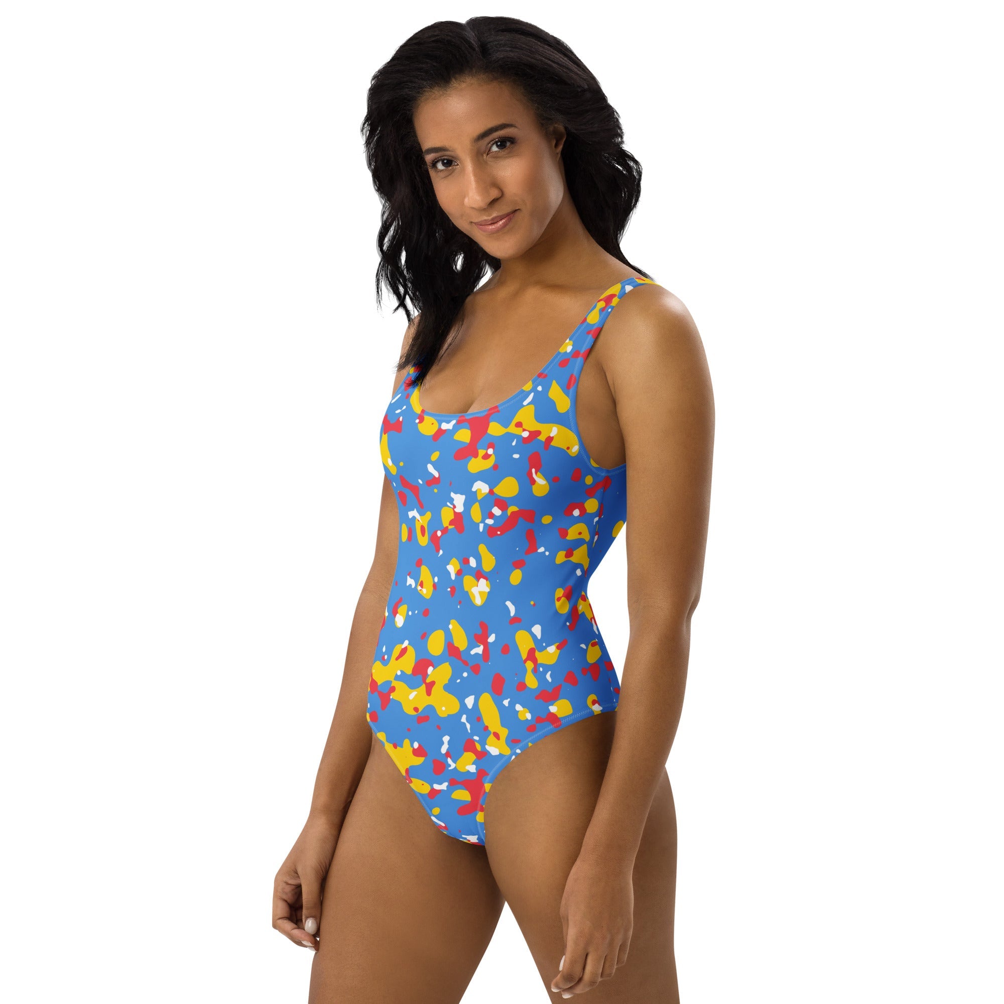 Aruba Flag Camo One - Piece Swimsuit - Conscious Apparel Store
