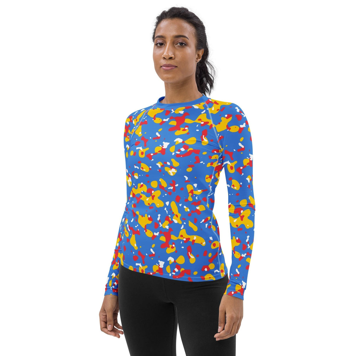 Aruba Flag Camo Women's Rash Guard - Conscious Apparel Store