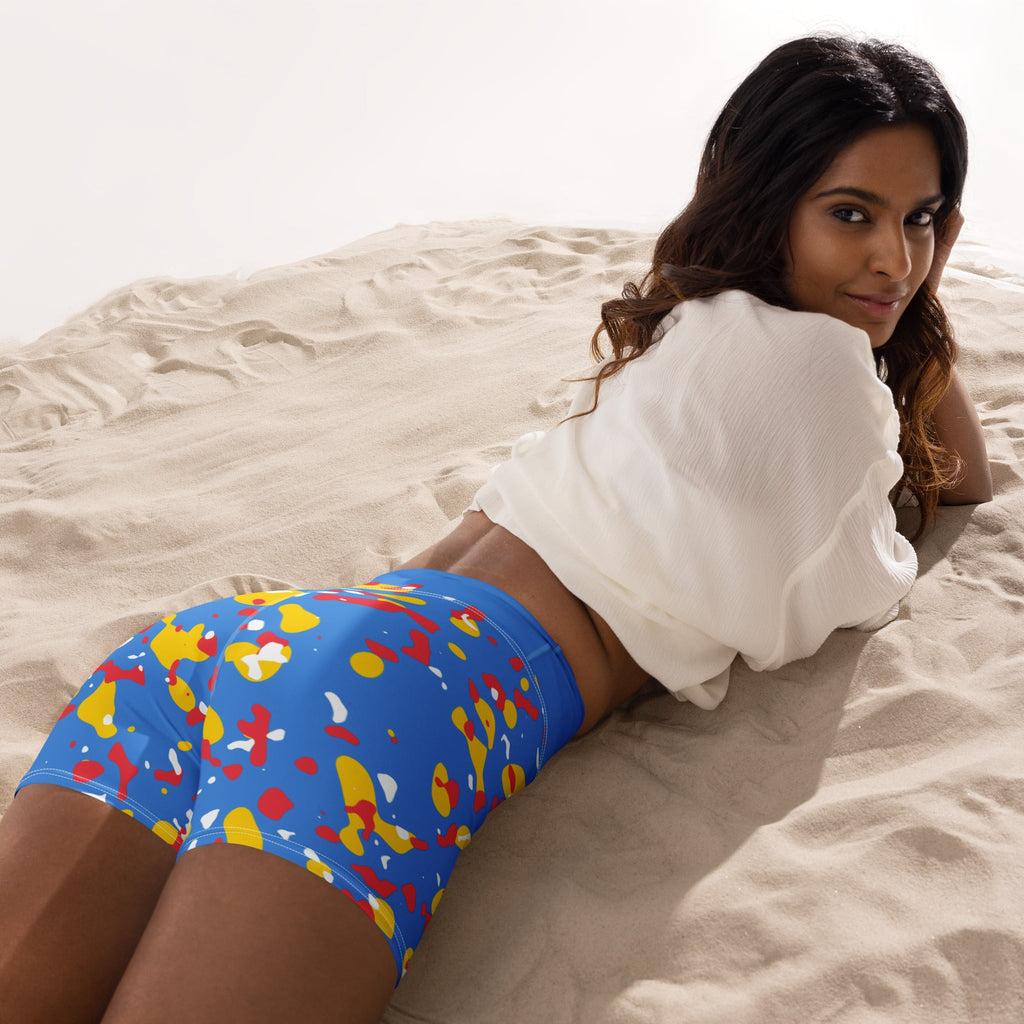 Aruba Flag Camo Yoga Shorts - Conscious Apparel Store
