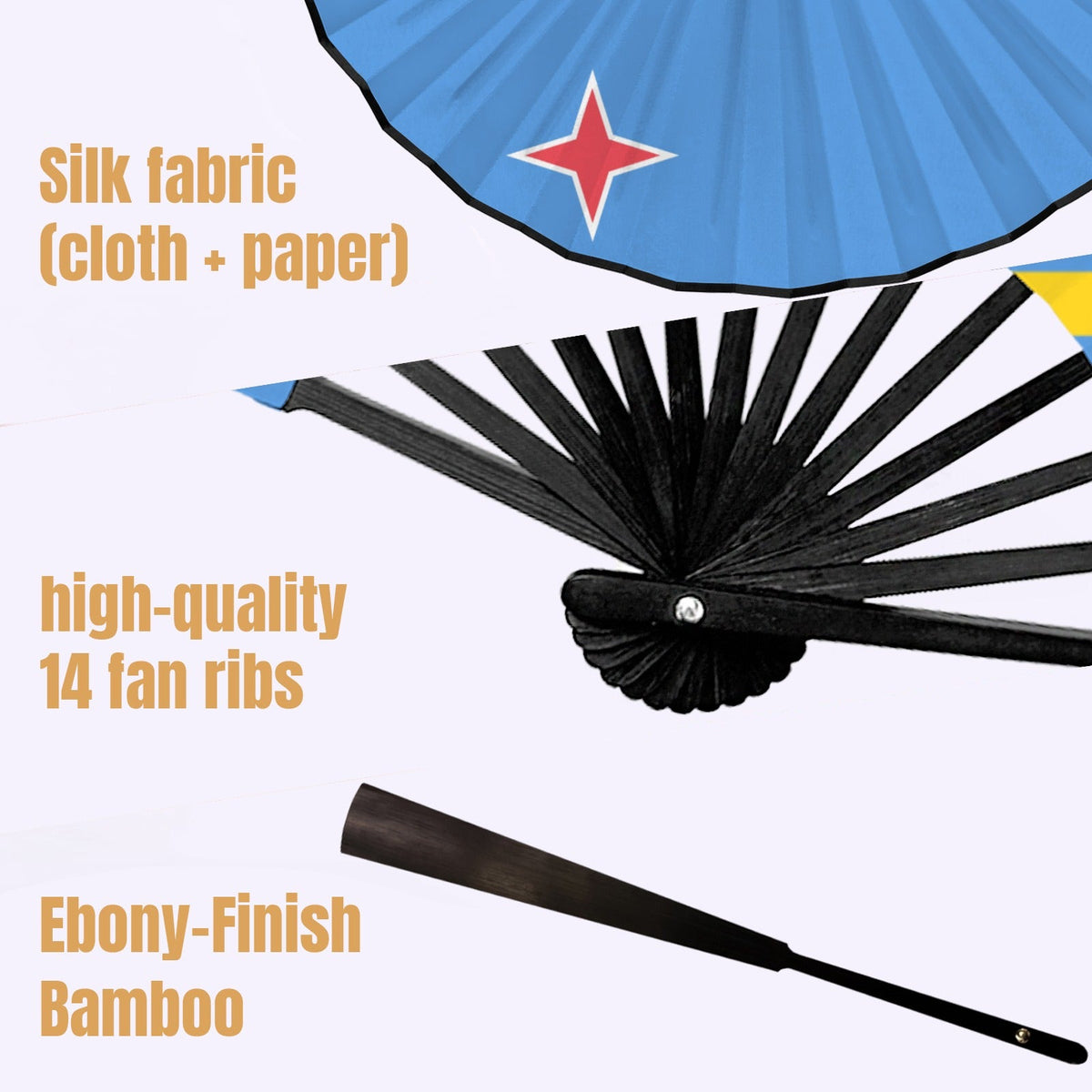 Aruba Flag Double-Sided Custom Folding Fan - Conscious Apparel Store