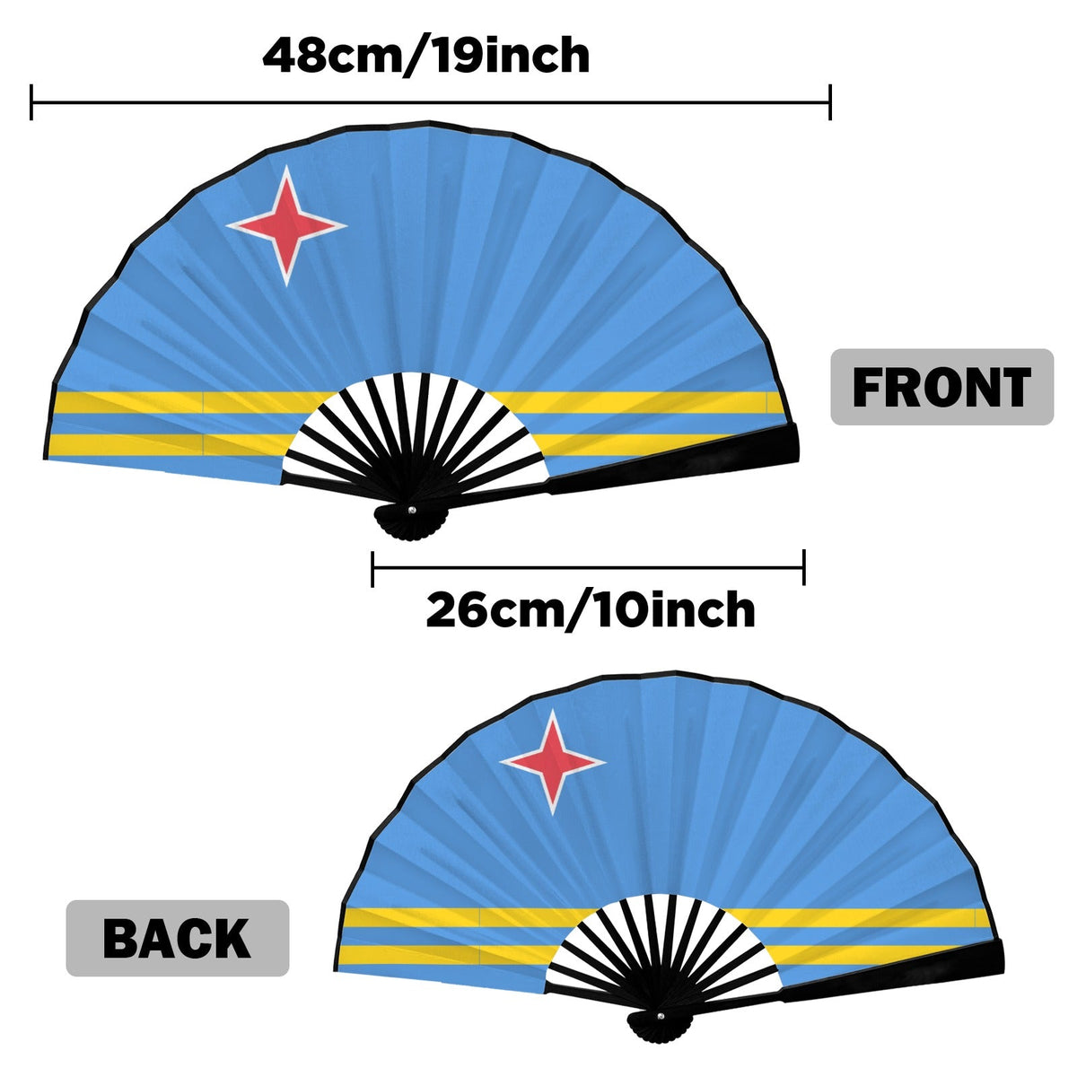 Aruba Flag Double-Sided Custom Folding Fan - Conscious Apparel Store