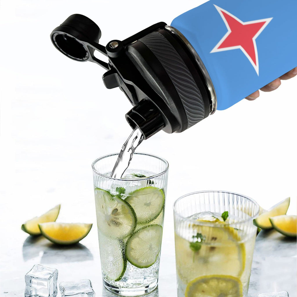 Aruba Flag Insulated Water Bottle with Dual - Use Lid (18oz) - Conscious Apparel Store