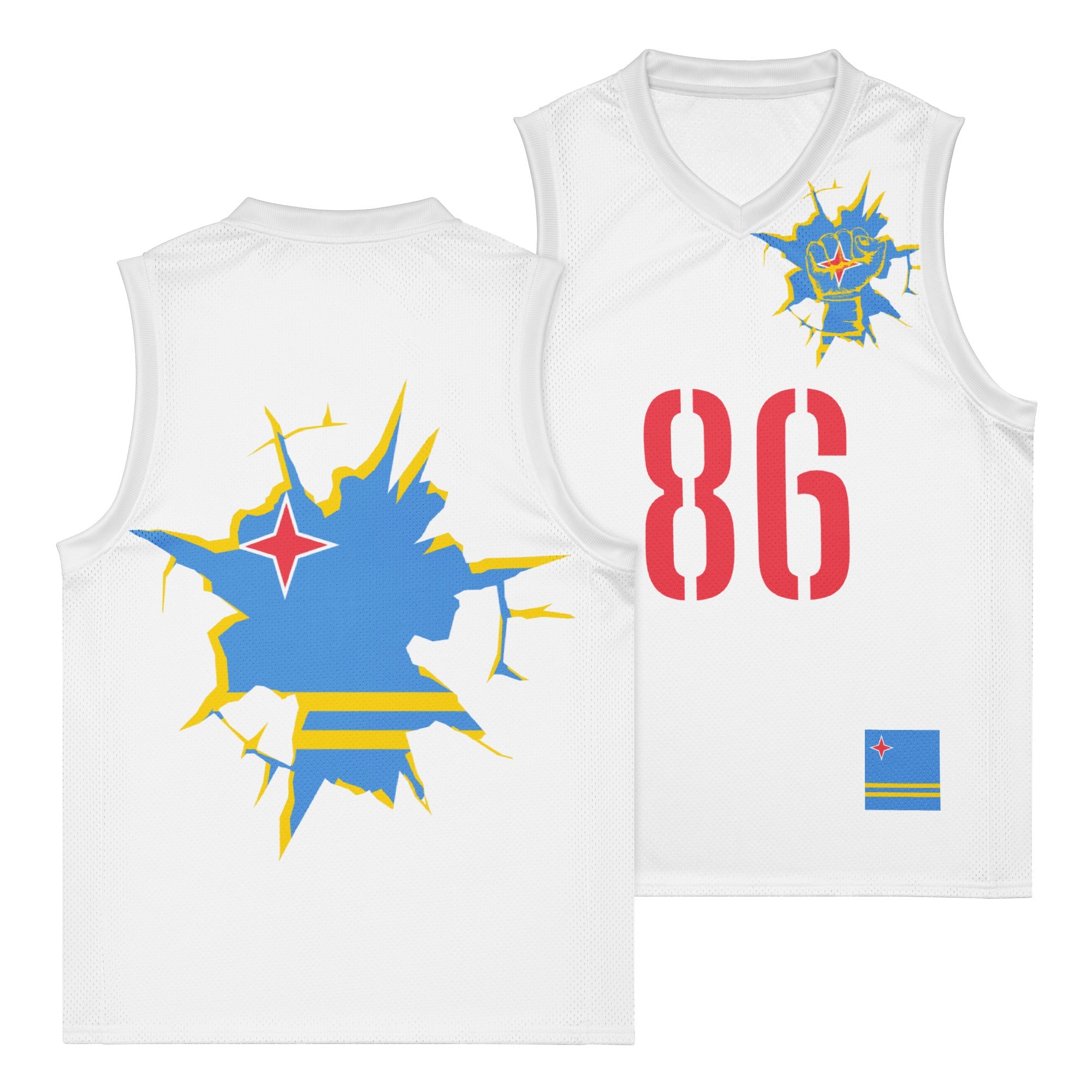 Aruba Flag (White) Premium Sport Jersey Tank Top - Conscious Apparel Store