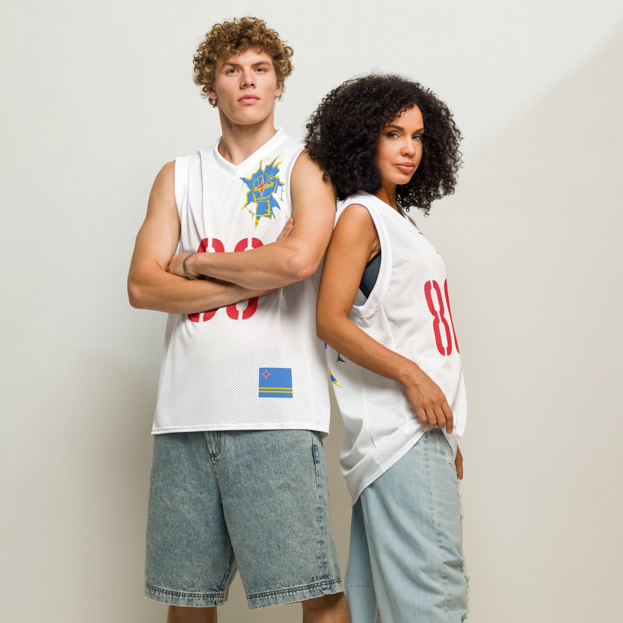 Aruba Flag (White) Premium Sport Jersey Tank Top - Conscious Apparel Store