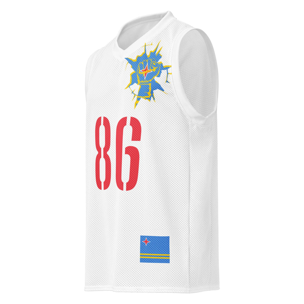 Aruba Flag (White) Premium Sport Jersey Tank Top - Conscious Apparel Store