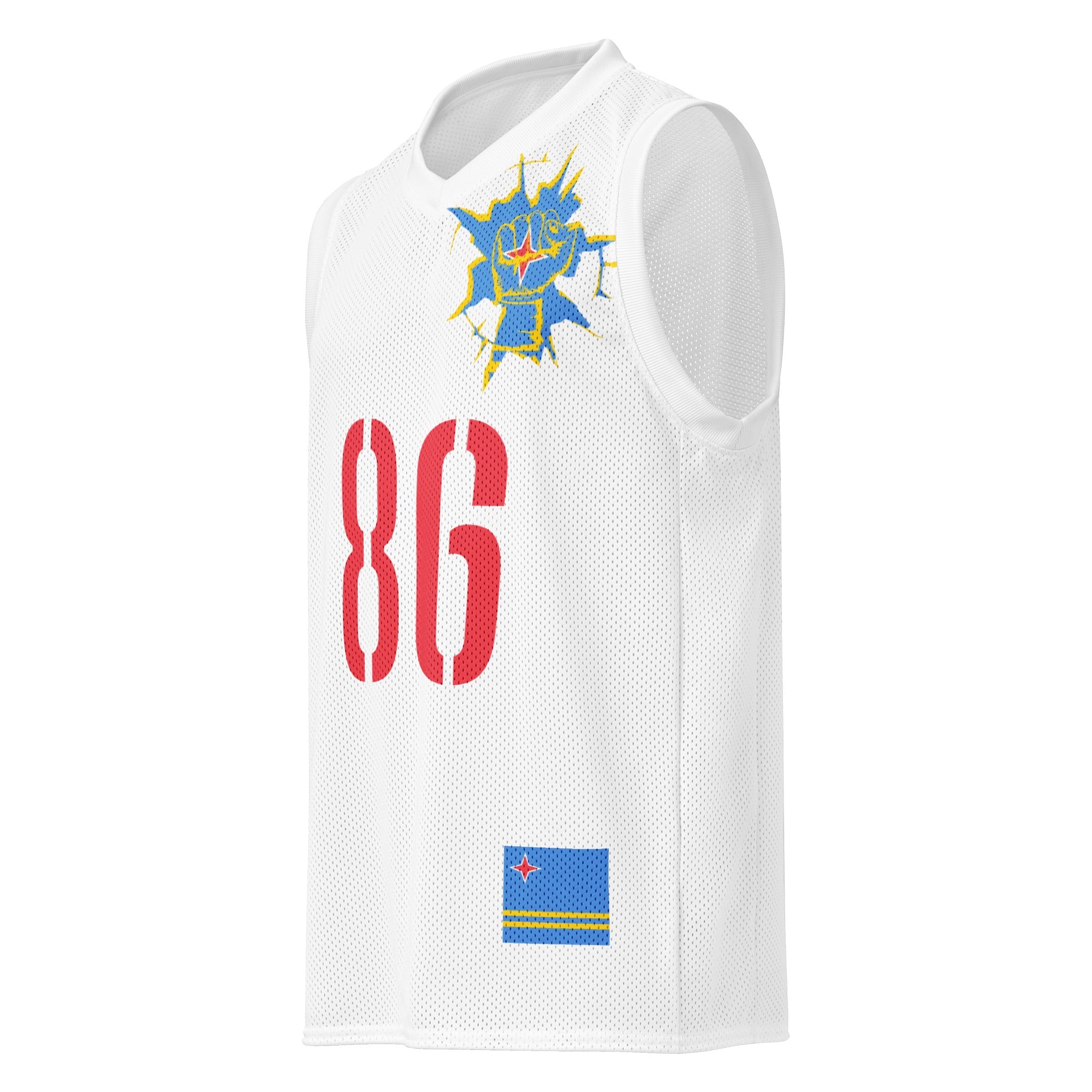 Aruba Flag (White) Premium Sport Jersey Tank Top - Conscious Apparel Store
