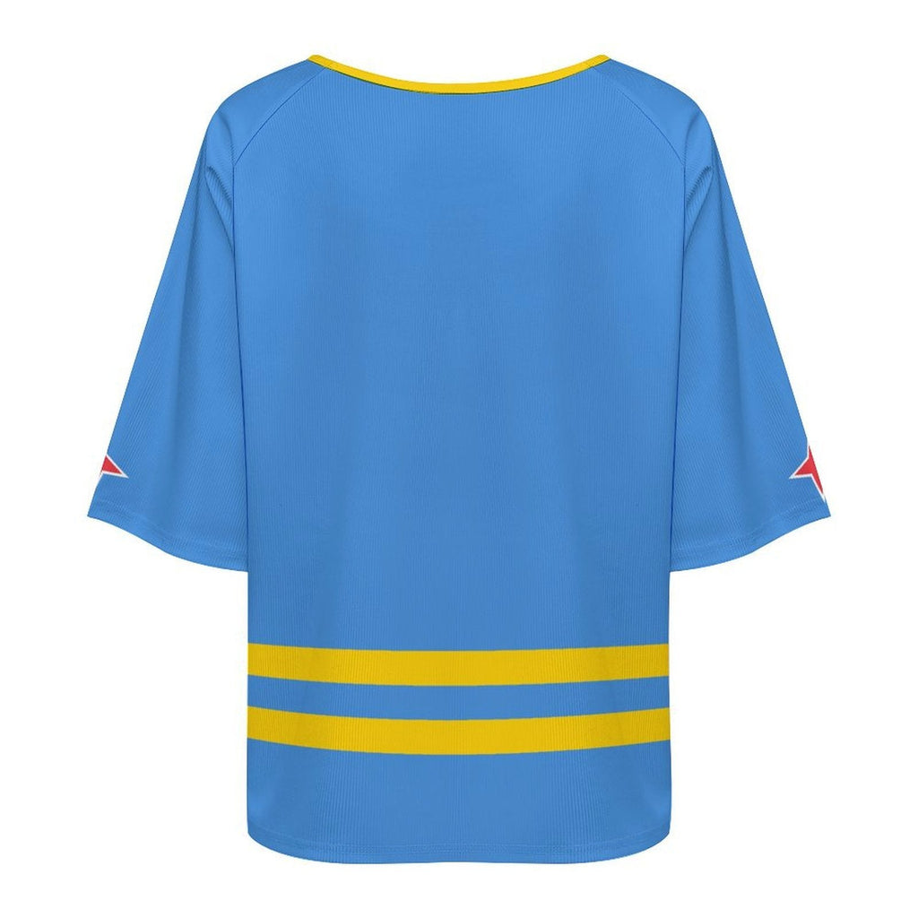 Aruba Flag Women’s Loose Half-Sleeve Boat Neck T-Shirt - Conscious Apparel Store