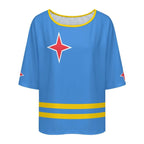 Aruba Flag Women’s Loose Half-Sleeve Boat Neck T-Shirt - Conscious Apparel Store
