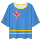 Aruba Flag Women’s Loose Half-Sleeve Boat Neck T-Shirt - Conscious Apparel Store