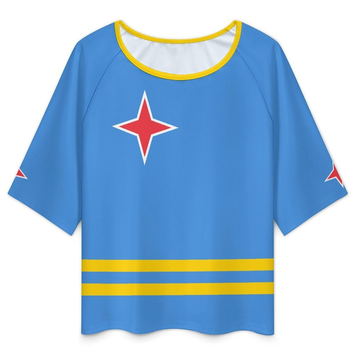 Aruba Flag Women’s Loose Half-Sleeve Boat Neck T-Shirt - Conscious Apparel Store