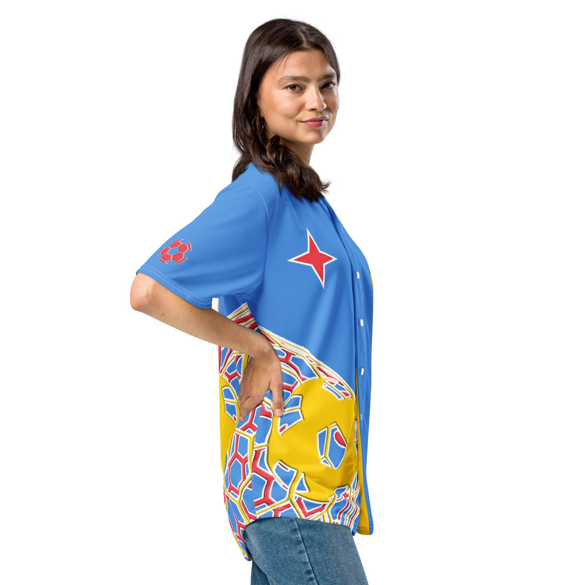 Aruba Football Themed Button-Down Sport Jersey - Conscious Apparel Store