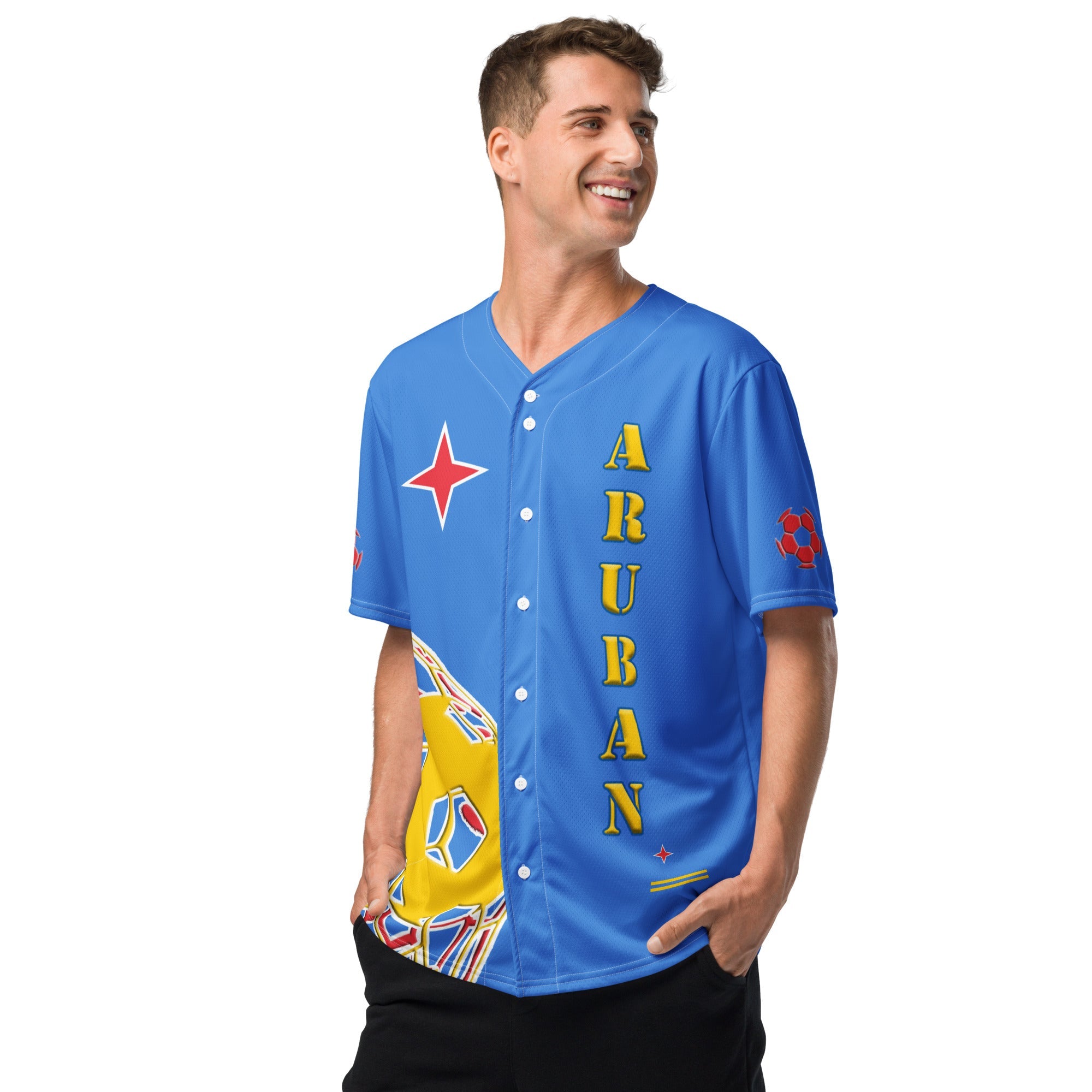 Aruba Football Themed Button-Down Sport Jersey - Conscious Apparel Store