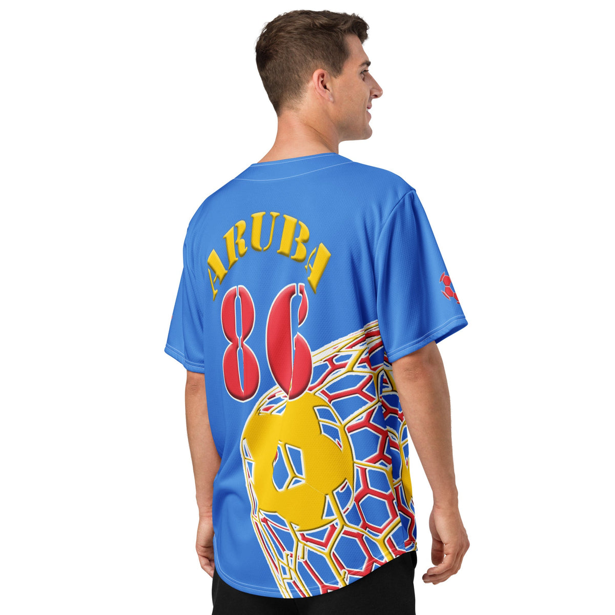 Aruba Football Themed Button-Down Sport Jersey - Conscious Apparel Store