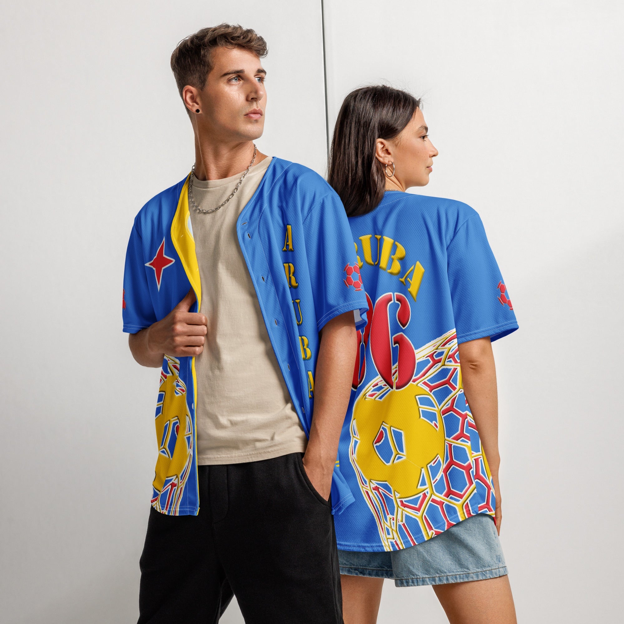 Aruba Football Themed Button-Down Sport Jersey - Conscious Apparel Store