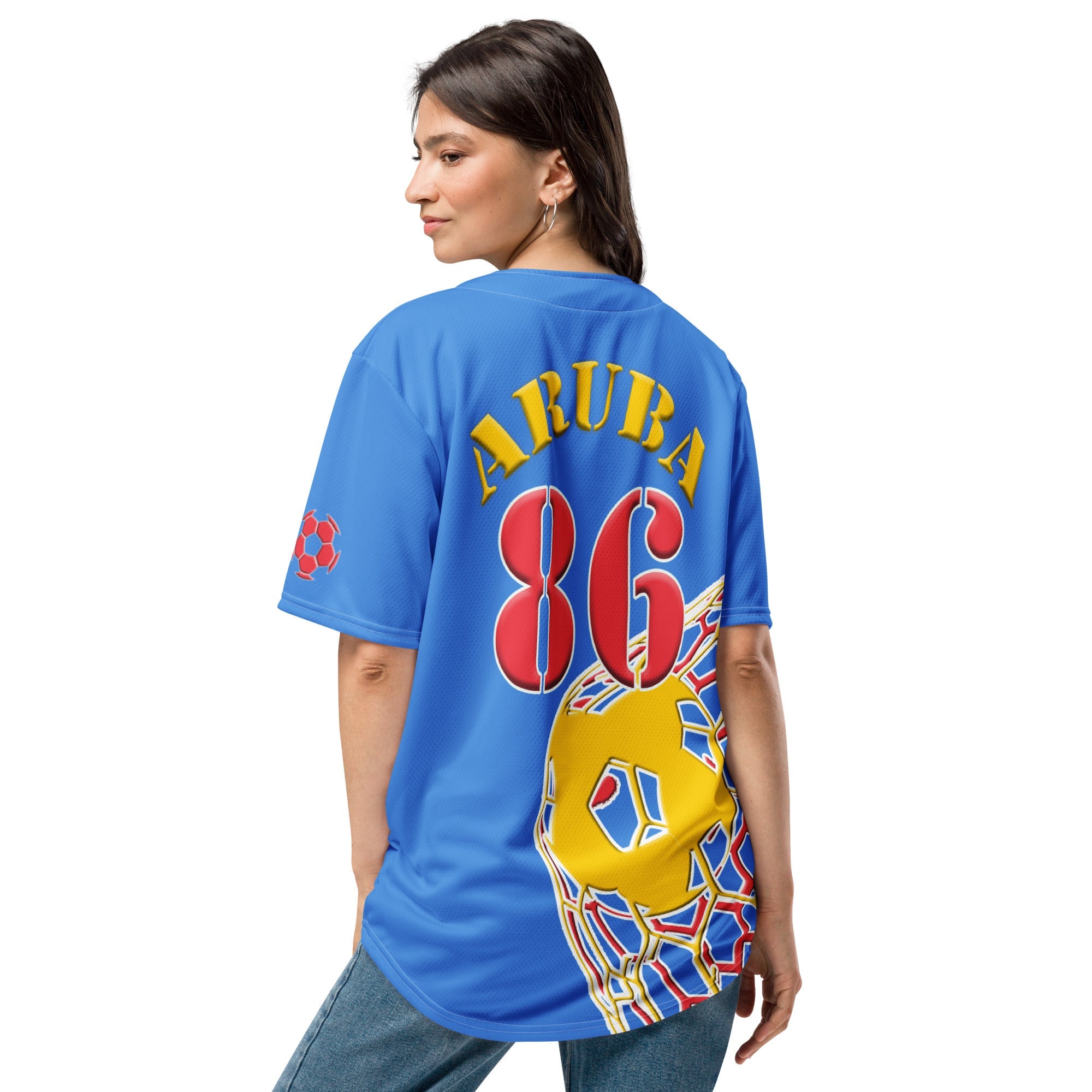 Aruba Football Themed Button-Down Sport Jersey - Conscious Apparel Store
