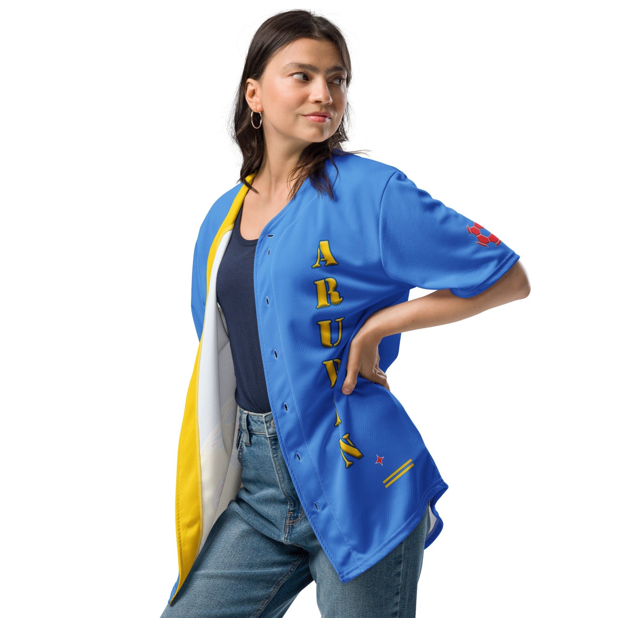Aruba Football Themed Button-Down Sport Jersey - Conscious Apparel Store
