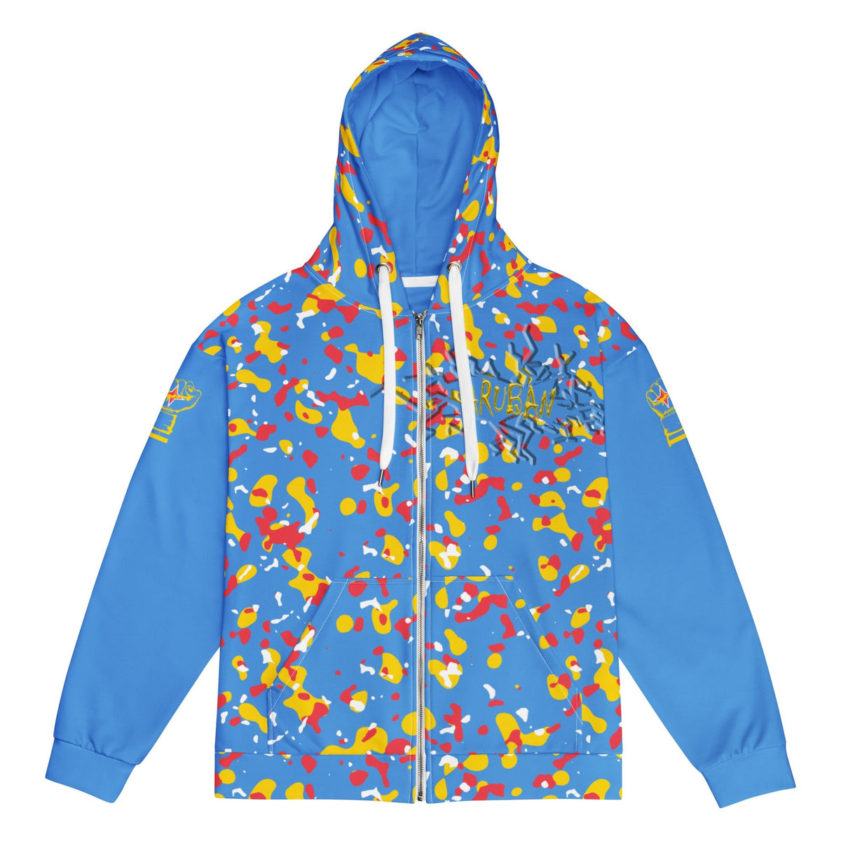 Aruban Flag Camo Unisex zip hoodie - Conscious Apparel Store