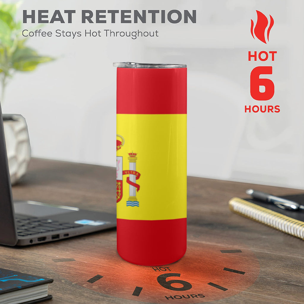 Spain Flag 20oz Tall Skinny Tumbler with Lid and Straw