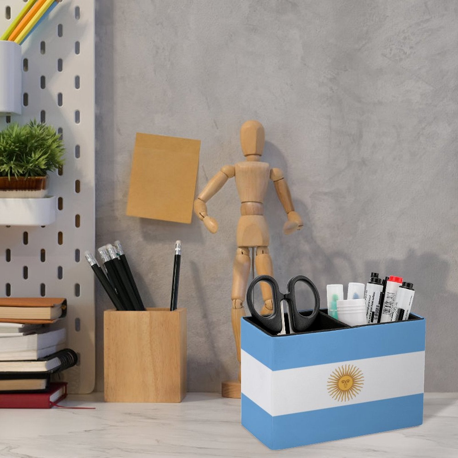 Argentina Flag Leather Pen Holder