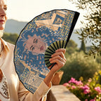 Nubian Girl (Blue) Double-Sided Custom Folding Fan