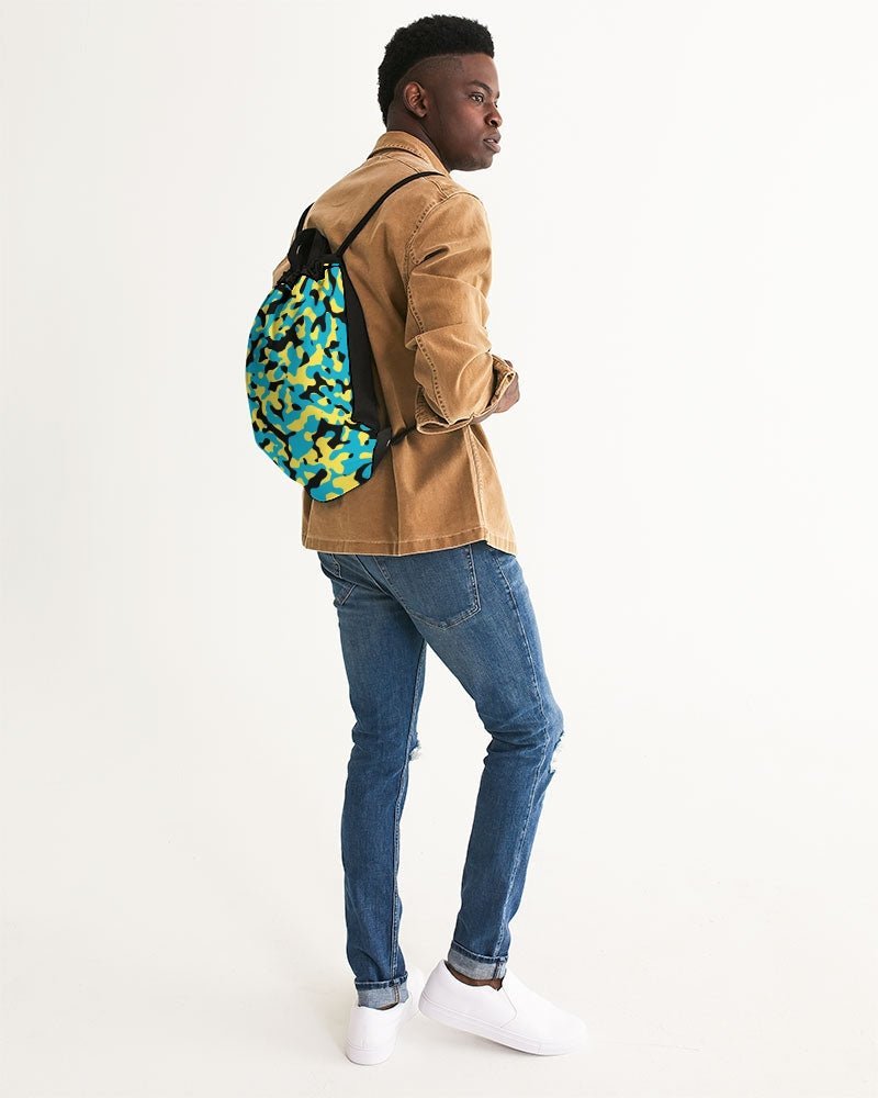 Bahamas Flag Camo Canvas Drawstring Bag - Conscious Apparel Store