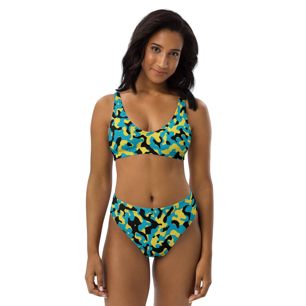 Bahamas Flag Camo high-waisted bikini - Conscious Apparel Store