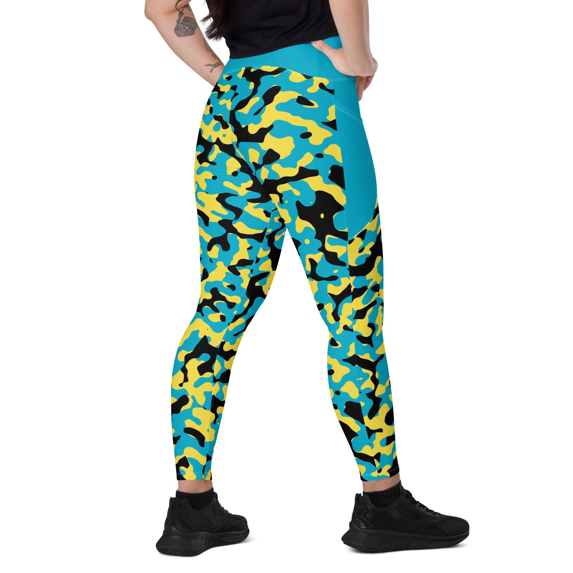 Bahamas Flag Camo Leggings with pockets - Conscious Apparel Store