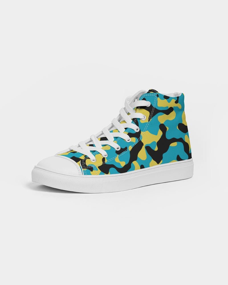 Bahamas Flag Camo Men's Hightop Canvas Shoe - Conscious Apparel Store