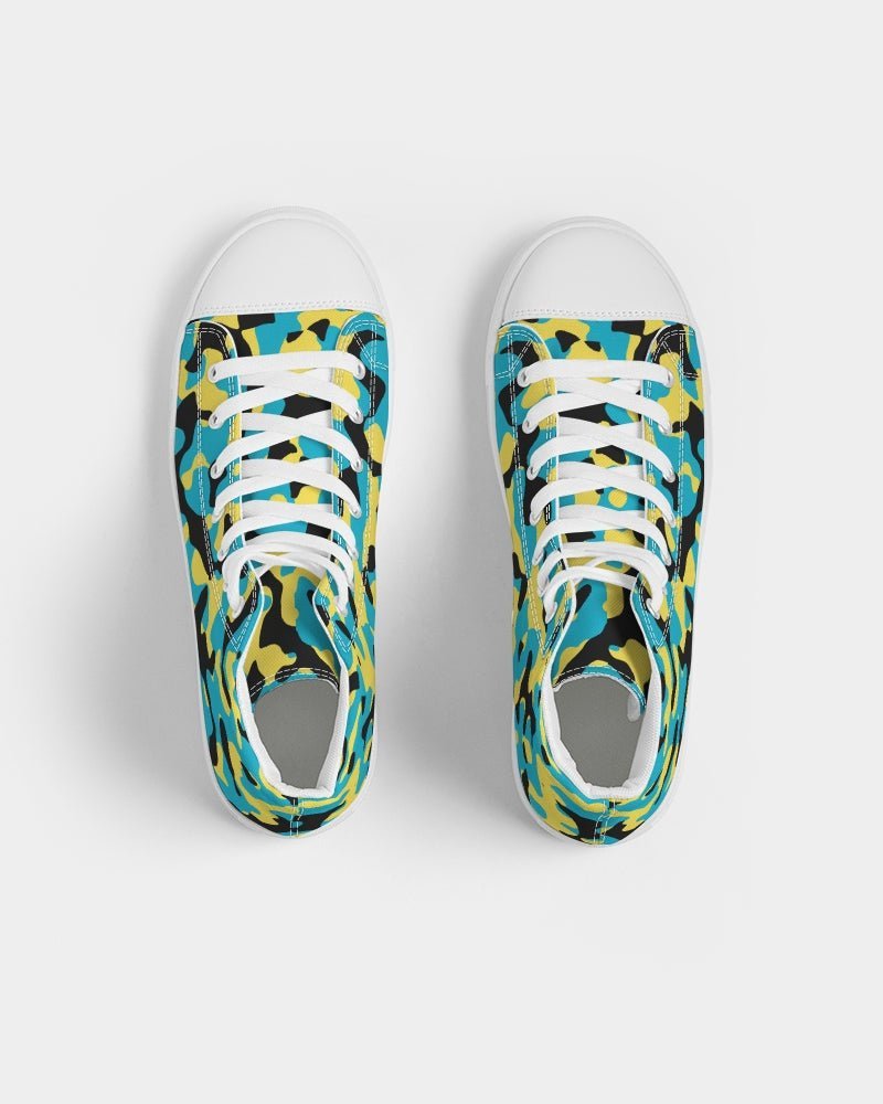 Bahamas Flag Camo Men's Hightop Canvas Shoe - Conscious Apparel Store