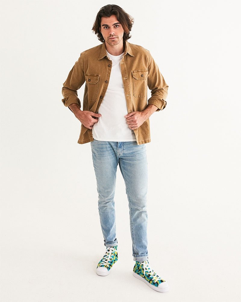 Bahamas Flag Camo Men's Hightop Canvas Shoe - Conscious Apparel Store