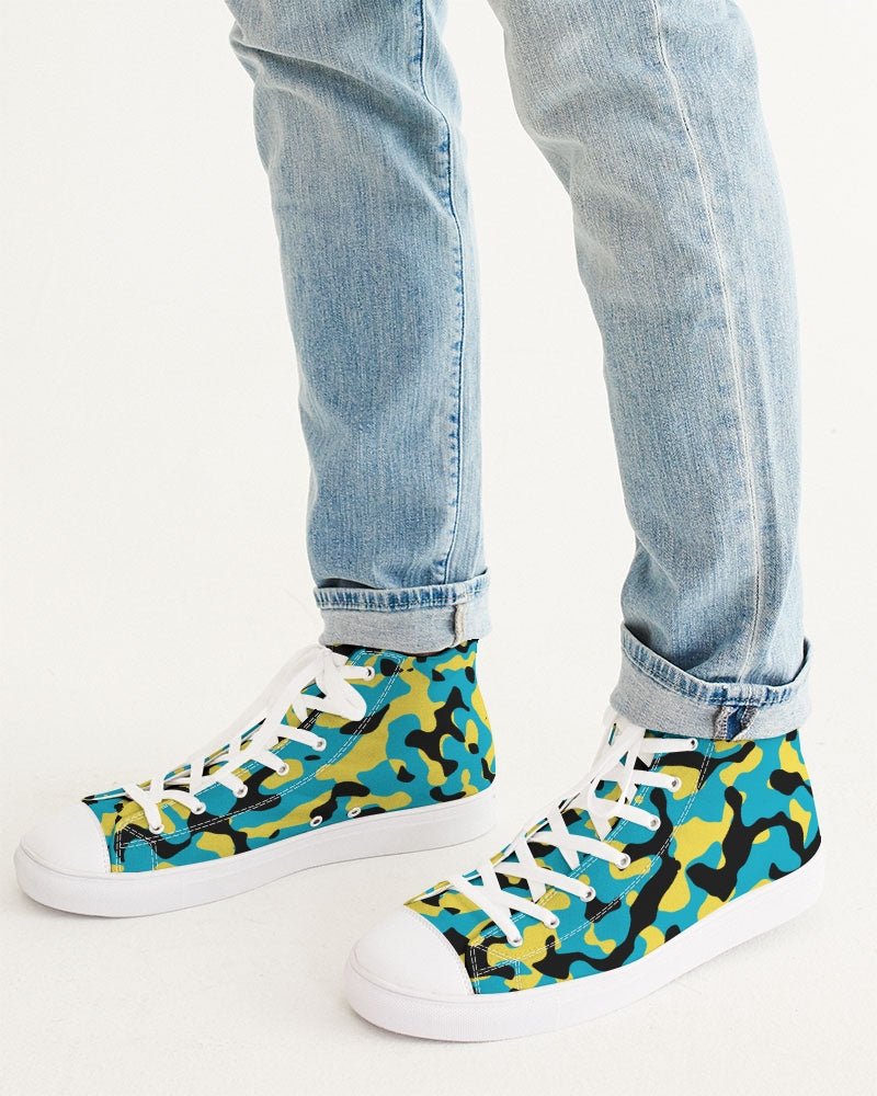 Bahamas Flag Camo Men's Hightop Canvas Shoe - Conscious Apparel Store