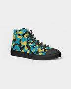 Bahamas Flag Camo Men's Hightop Canvas Shoe - Black - Conscious Apparel Store