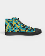 Bahamas Flag Camo Men's Hightop Canvas Shoe - Black - Conscious Apparel Store