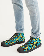 Bahamas Flag Camo Men's Hightop Canvas Shoe - Black - Conscious Apparel Store
