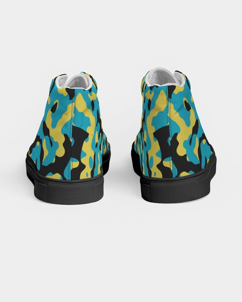 Bahamas Flag Camo Men's Hightop Canvas Shoe - Black - Conscious Apparel Store