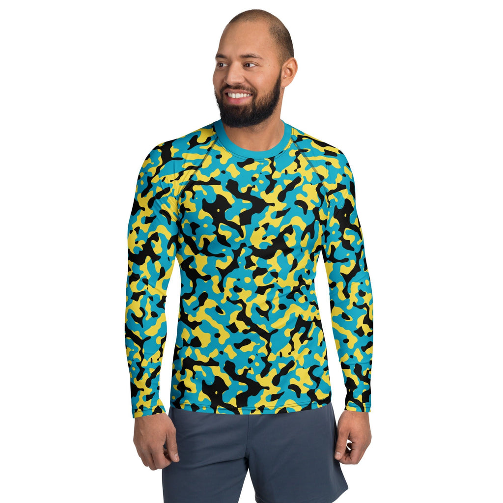 Bahamas Flag Camo Men's Rash Guard - Conscious Apparel Store