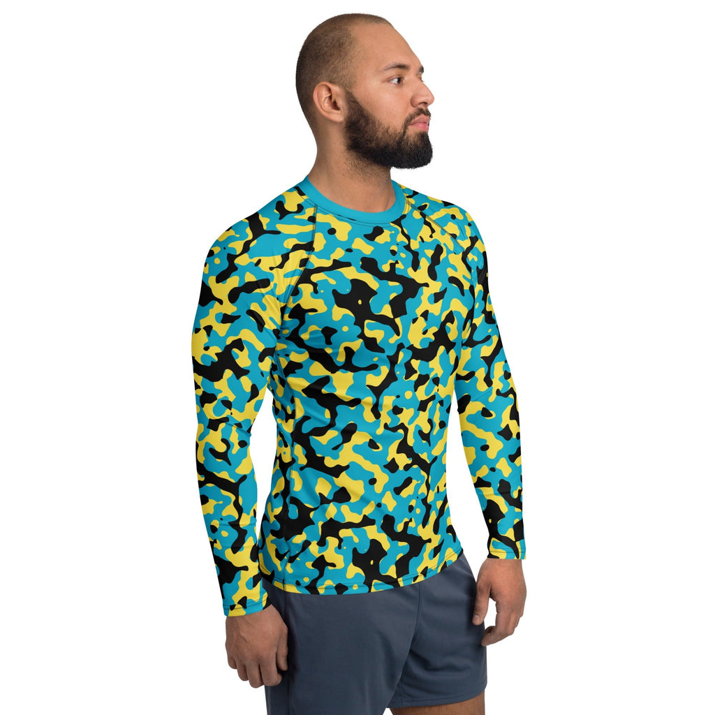 Bahamas Flag Camo Men's Rash Guard - Conscious Apparel Store