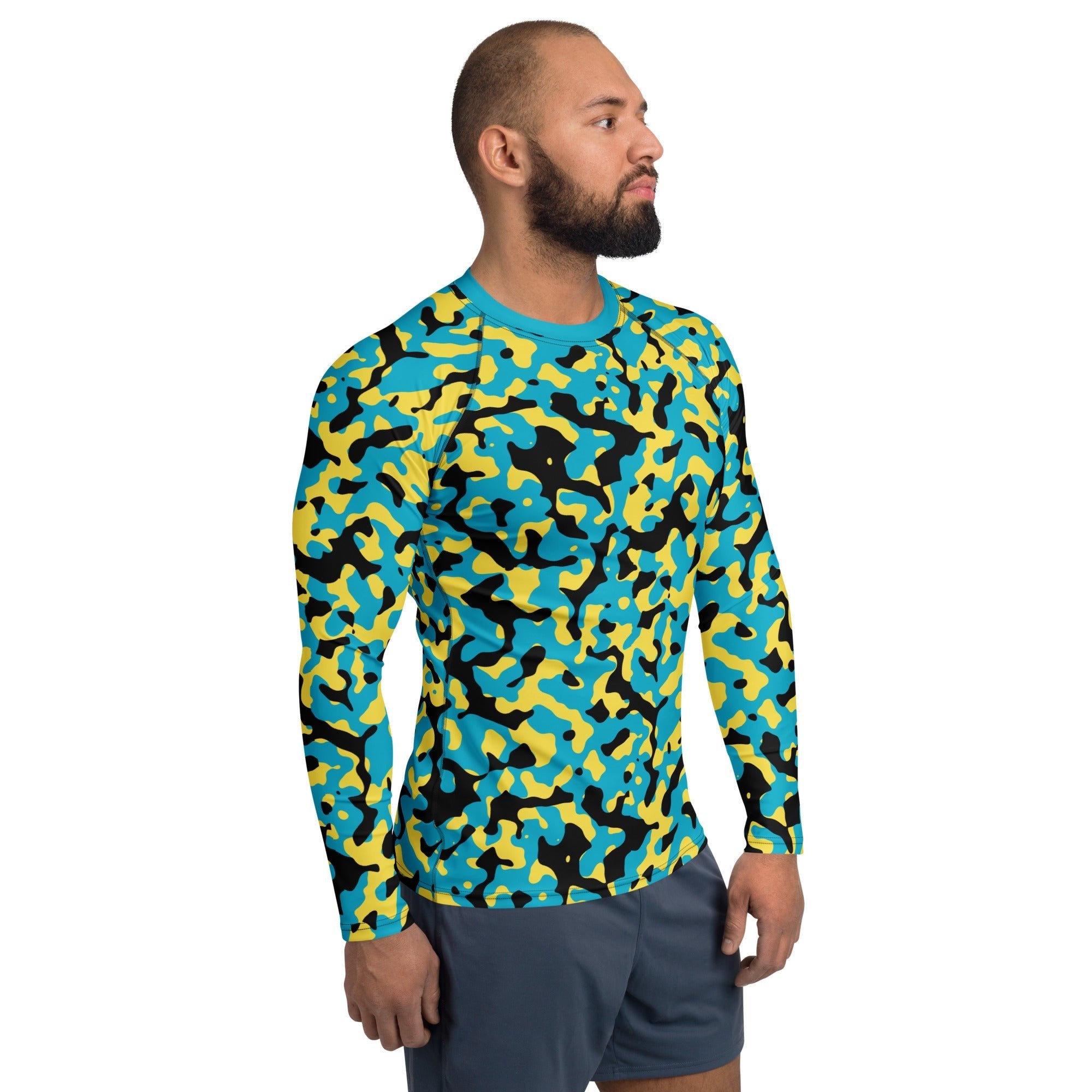 Bahamas Flag Camo Men's Rash Guard - Conscious Apparel Store