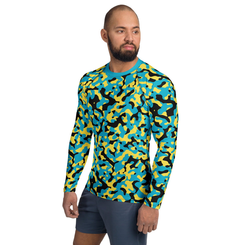 Bahamas Flag Camo Men's Rash Guard - Conscious Apparel Store