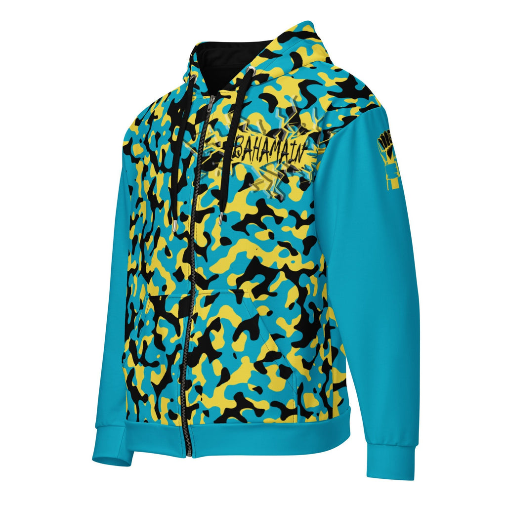 Bahamas Flag Camo Unisex zip hoodie - Conscious Apparel Store