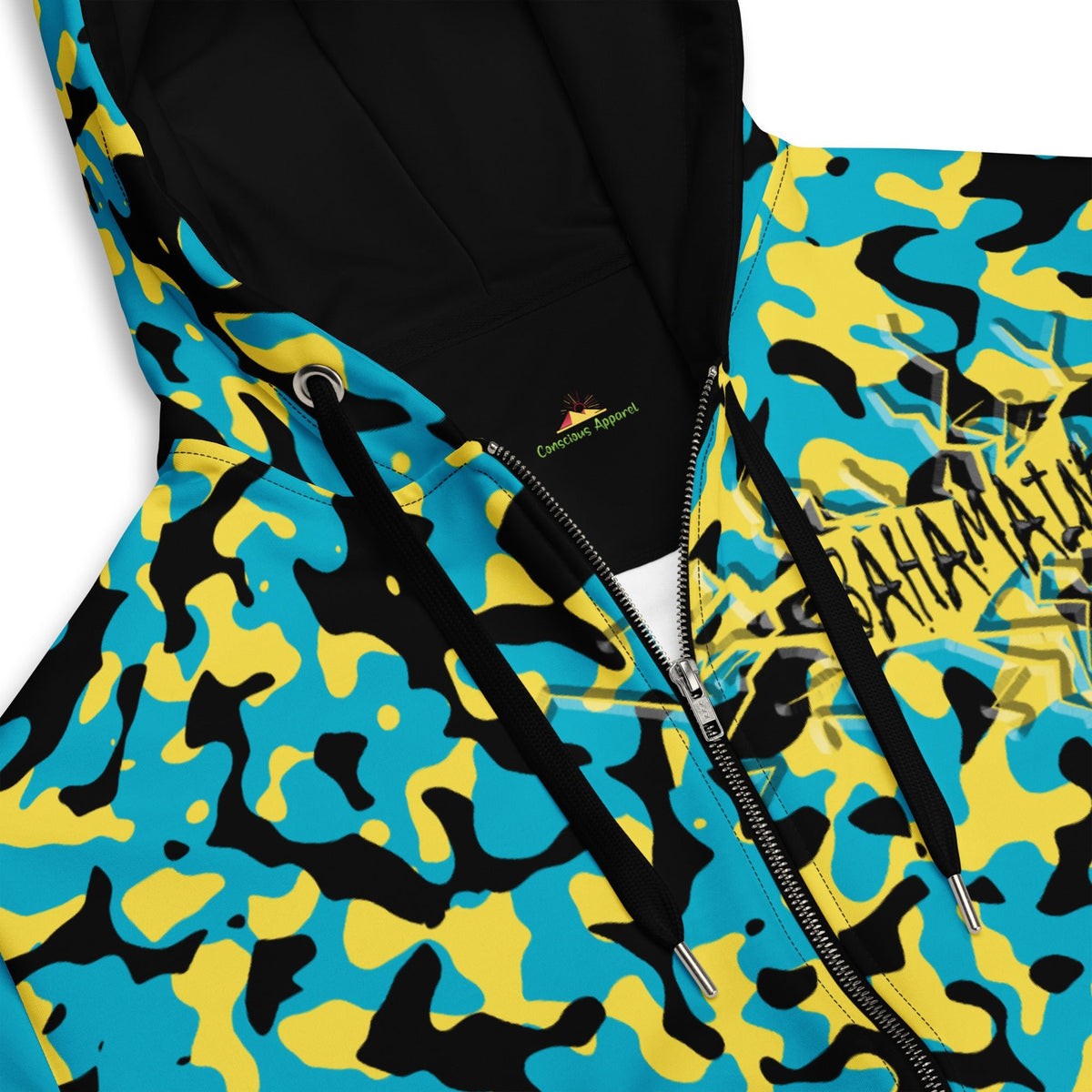 Bahamas Flag Camo Unisex zip hoodie - Conscious Apparel Store