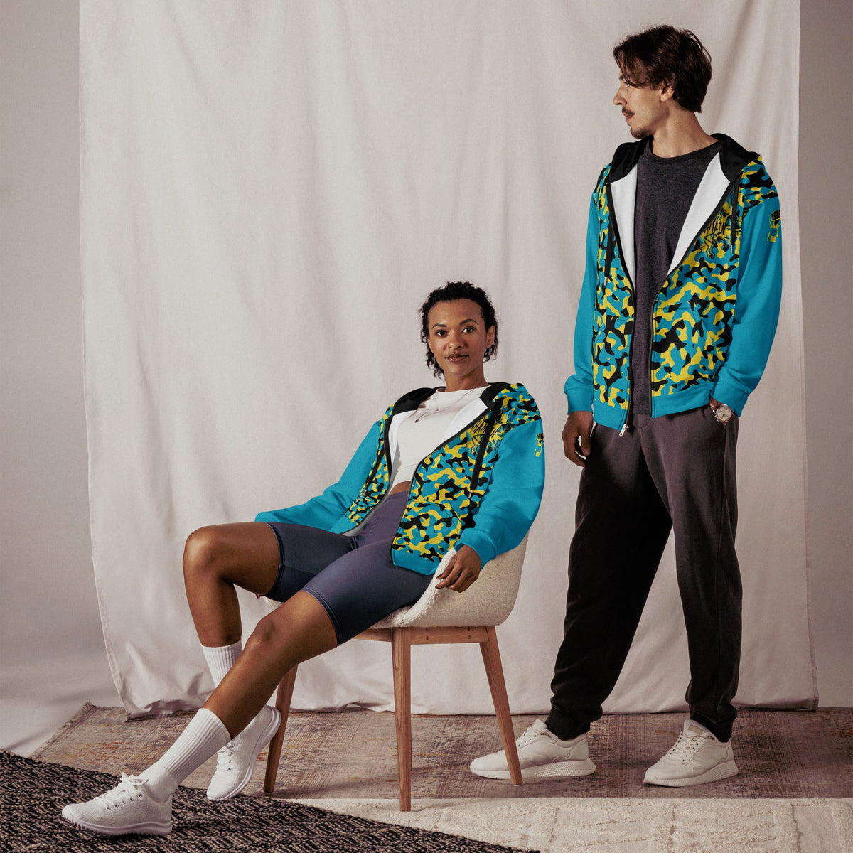 Bahamas Flag Camo Unisex zip hoodie - Conscious Apparel Store