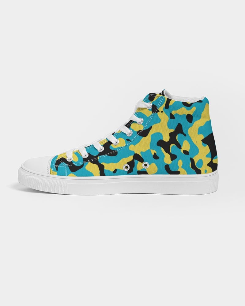 Bahamas Flag Camo Women's Hightop Canvas Shoe - Conscious Apparel Store