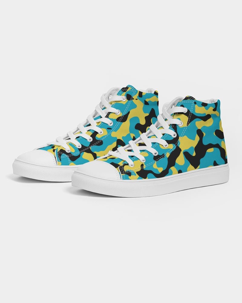 Bahamas Flag Camo Women's Hightop Canvas Shoe - Conscious Apparel Store